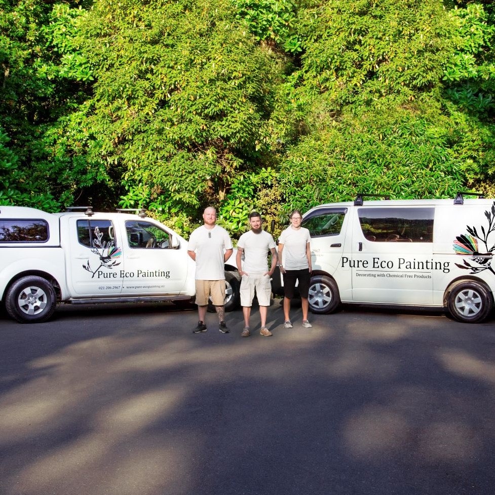 pure eco painting team and vehicles