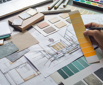 Designer working on plans