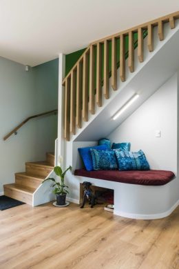 Pure Eco Painting Nelson Christchurch | House Painting Photo Gallery | Passive Certified Home Christchurch | Stairwell Natural Paint| Stairwell "Groovey'