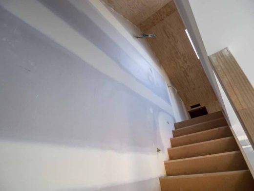 Pure Eco Painting Nelson Christchurch | House Painting Photo Gallery | Passive Certified Home Christchurch | Stairwell | Gib walls pre painting